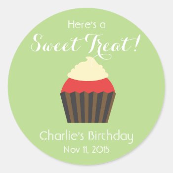 Personalize Sweet Cupcake: Red Velvet Classic Round Sticker by Seobox at Zazzle