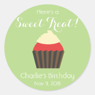 Personalize Sweet Cupcake: Red Velvet Classic Round Sticker