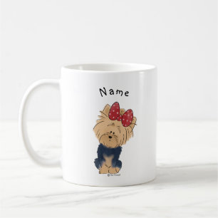 Personalize Sweet Yorkie with Bow Simple White Coffee Mug