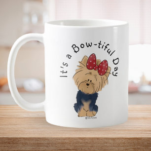 Personalize Sweet Yorkie with Bow Simple White Coffee Mug