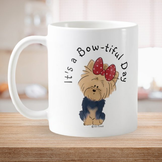 Personalize Sweet Yorkie with Bow Simple White Coffee Mug (Creator Uploaded)