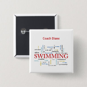 Personalize, Swimming Coach Thank You In Words Button