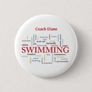 Personalize, Swimming Coach Thank You In Words Button
