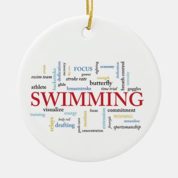 Personalize  Swimming Coach Thank You In Words Ceramic Ornament by sandrarosecreations at Zazzle