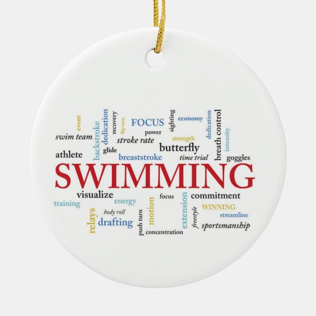 Personalize, Swimming Coach Thank You In Words Ceramic Ornament (Front)