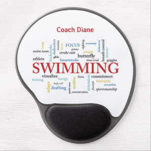 Personalize, Swimming Coach Thank You In Words Gel Mouse Pad