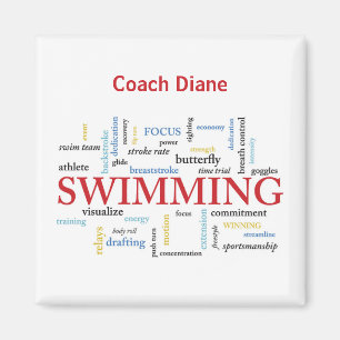Personalize, Swimming Coach Thank You In Words Magnet