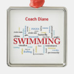Personalize, Swimming Coach Thank You In Words Metal Ornament at Zazzle