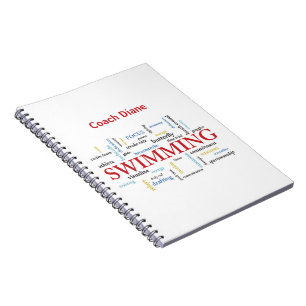 Personalize, Swimming Coach Thank You In Words Notebook