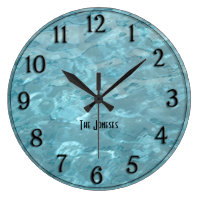 Personalize: Swimming Pool Water - Summer Abstract Large Clock