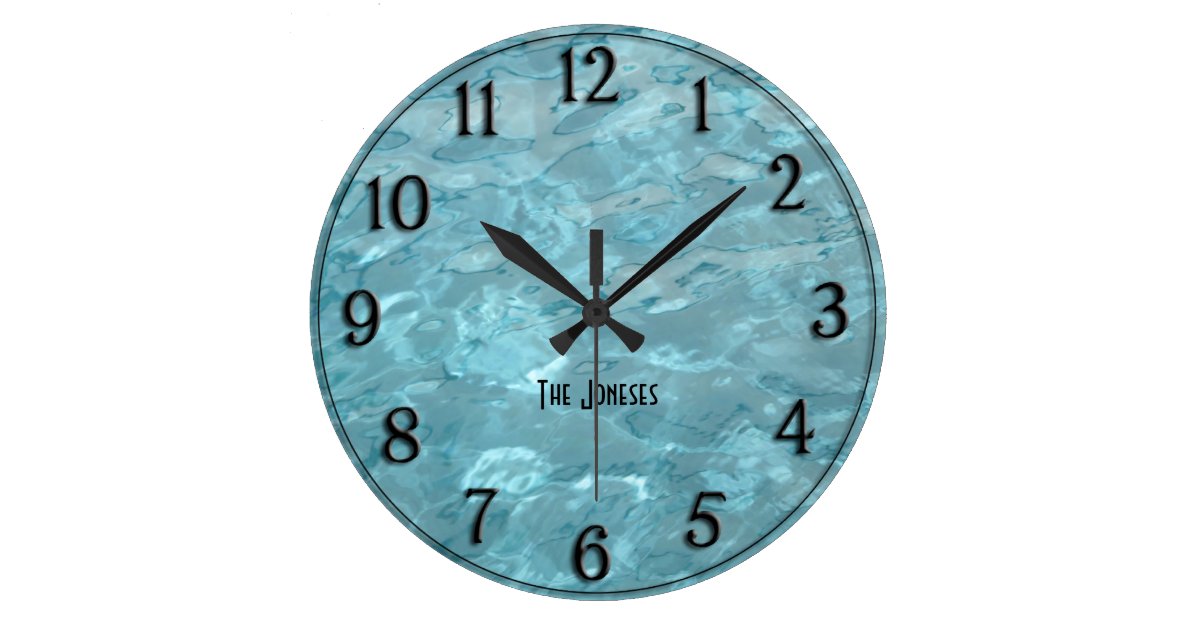 Personalize Swimming Pool Water Summer Abstract Large Clock Zazzle