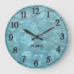 Personalize: Swimming Pool Water - Summer Abstract Large Clock at Zazzle