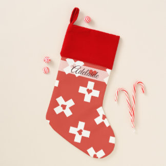 Personalize Switzerland Flag with heart Christmas Stocking