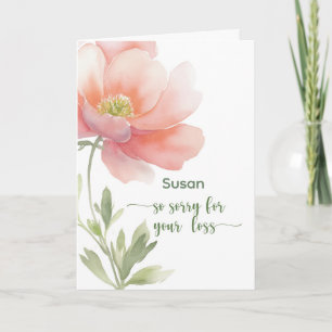 Personalize Sympathy Condolence Watercolor Flower Card
