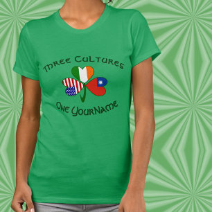 Personalize Taiwan China Ireland USA Shamrock T-Shirt