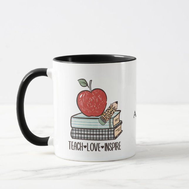 Personalize Teach Love Inspire Gift For Teacher  Mug (Left)
