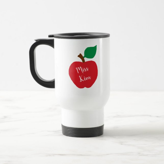 Personalize Teacher Apple Gift Coffee Tumbler Travel Mug (Left)