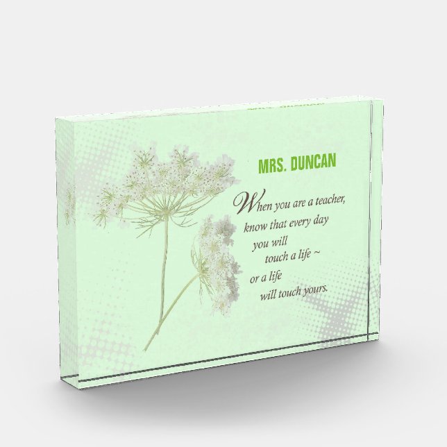 Personalize, Teacher Appreciation Day Thank You Acrylic Award (Left)