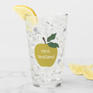 Personalize teacher gift apple custom glass