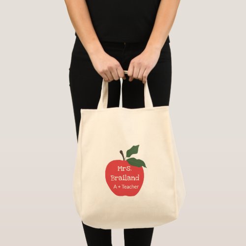 Personalize teacher gift apple  custom tote bag