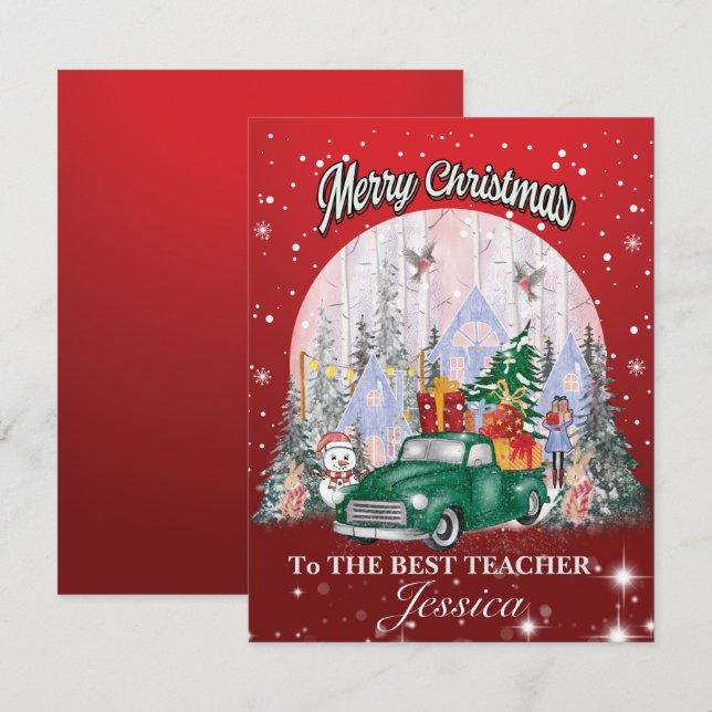 Personalize Teacher, Merry Christmas Gifts (Front/Back)