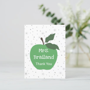 Personalize teacher name custom green apple postcard