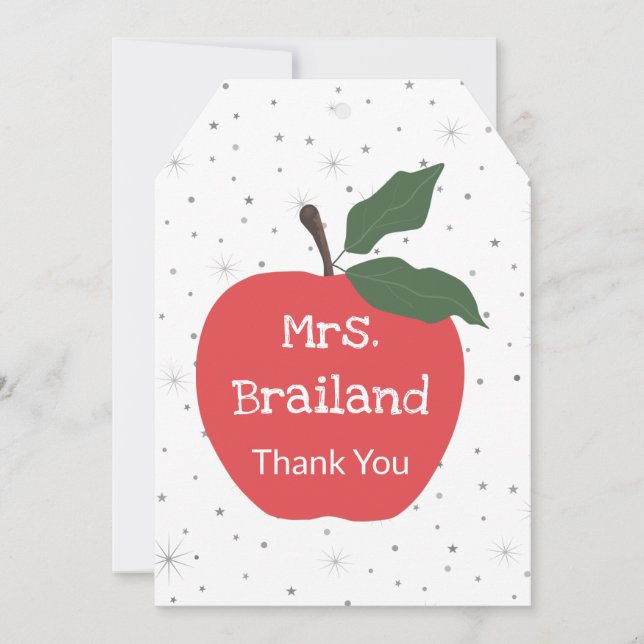 Personalize teacher name custom red apple card (Front)