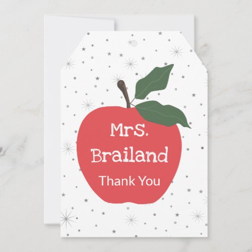 Personalize teacher name custom red apple card