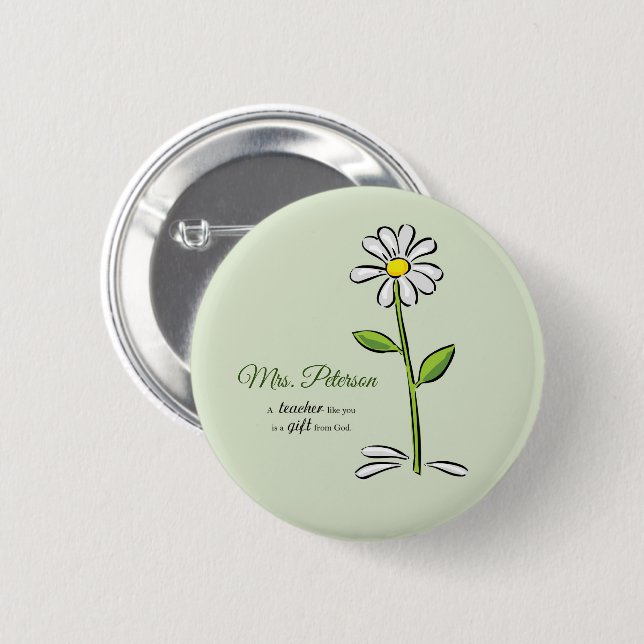 Personalize, Teacher Thank You, Religious Flower Button (Front & Back)