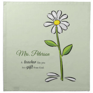 Personalize, Teacher Thank You, Religious Flower Cloth Napkin
