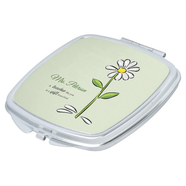 Personalize, Teacher Thank You, Religious Flower Compact Mirror (Turned)