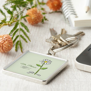 Personalize, Teacher Thank You, Religious Flower Keychain