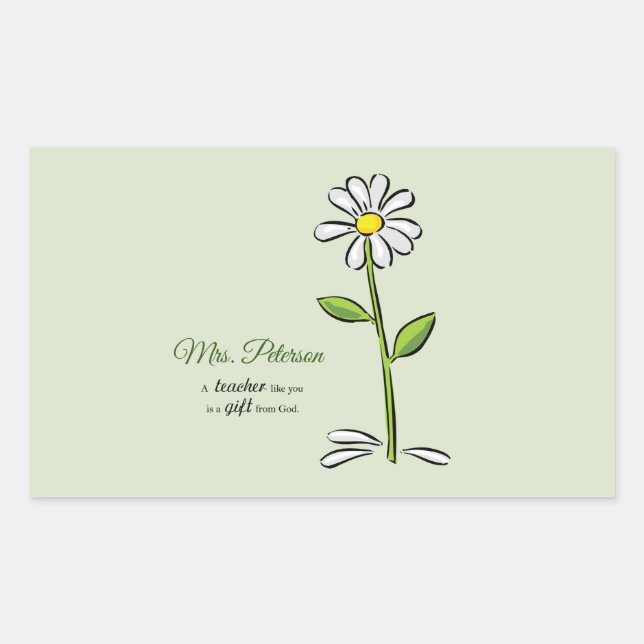 Personalize, Teacher Thank You, Religious Flower Rectangular Sticker (Front)