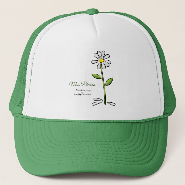 Personalize, Teacher Thank You, Religious Flower Trucker Hat (Front)
