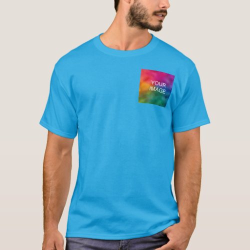 Personalize Teal Blue Add Image Logo Template T_Shirt