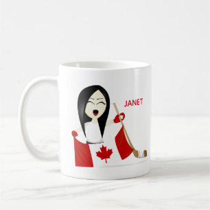 Personalize Team Canada Female Cartoon Fan Coffee Mug
