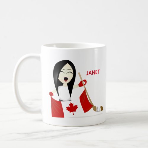 Personalize Team Canada Female Cartoon Fan Coffee Mug