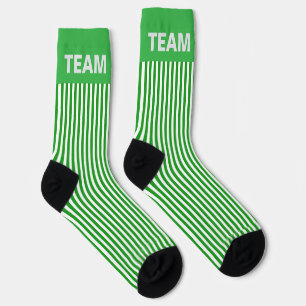 Personalize TEAM NAME Green Stripe Socks
