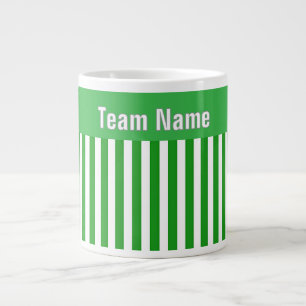 Personalize TEAM NAME Green White Stripes Giant Coffee Mug