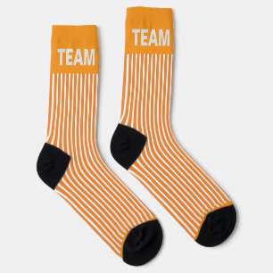 Personalize TEAM NAME Orange Stripe Socks