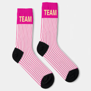 Personalize TEAM NAME Pink Stripe Socks