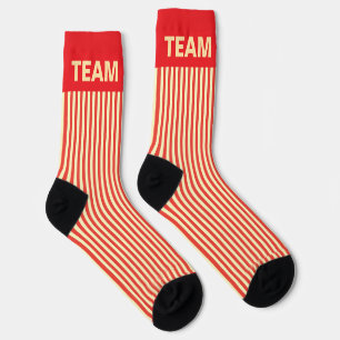Personalize TEAM NAME Red Stripe Socks