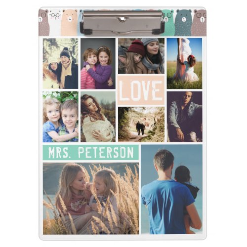 Personalize Ten Photo Collage Clipboard