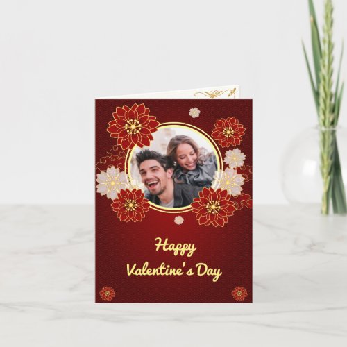 Personalize text and photos on Valentines day Holiday Card