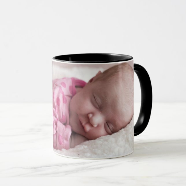 Personalize Text Custom Baby Photo Coffee Black Mug (Front Right)