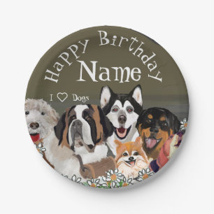Personalize Text Dog Pack Club  Paper Plates