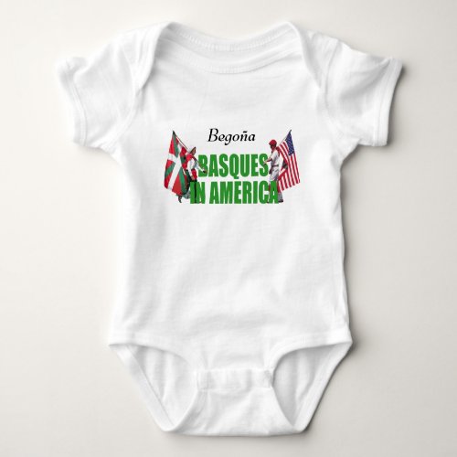 Personalize text modern Basques in America logo Baby Bodysuit