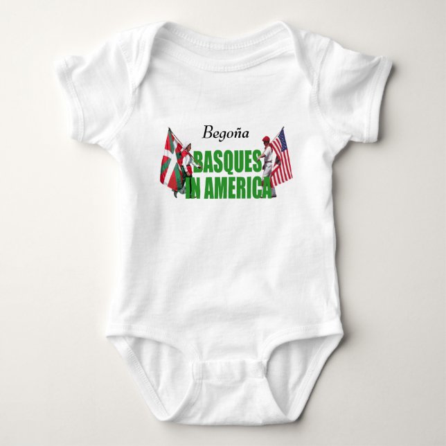 Personalize text, modern Basques in America logo: Baby Bodysuit (Front)