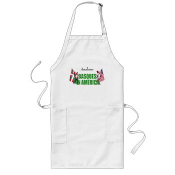 Personalize Text  Modern Basques In America Logo: Long Apron by RWdesigning at Zazzle