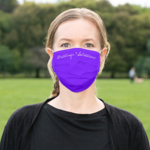 Personalize Text on Electric Indigo Adult Cloth Face Mask